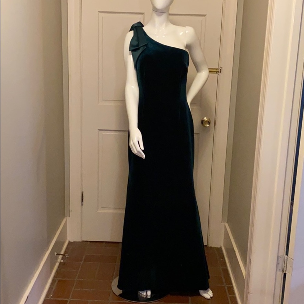 Velvet emerald evening gown